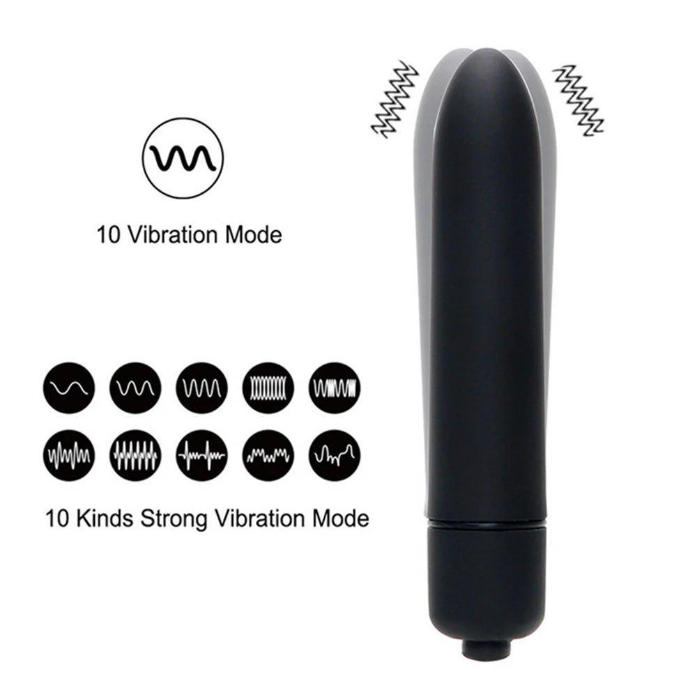 10 Speed Black & Pink Pocket Sized Vibrator Sex Toy - LEMONLY