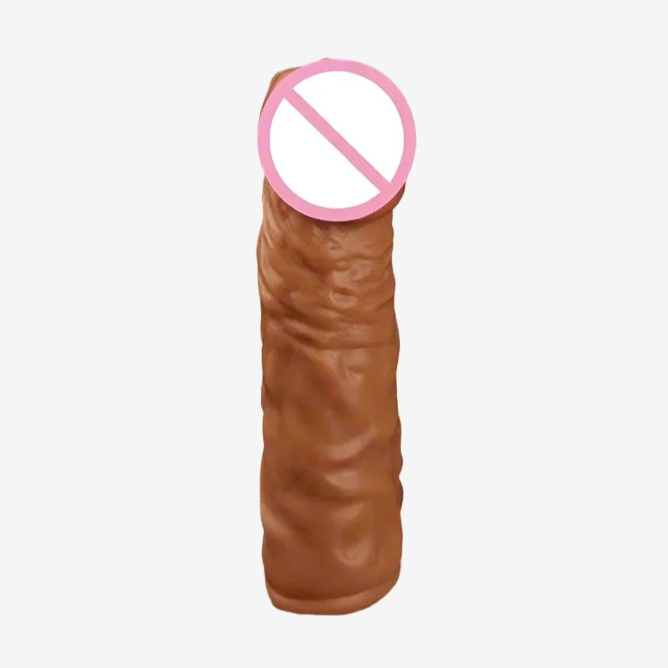 13.5 cm / 5.3 inch Long Realistic Silicone Penis Extender Sleeve - LEMONLY