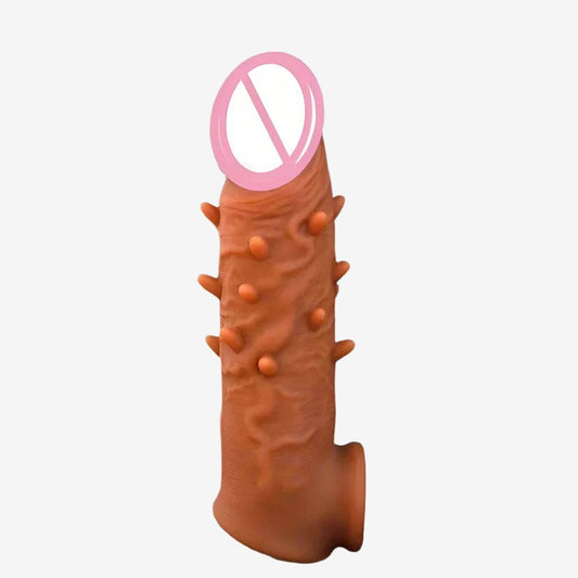 15.5 cm / 6.1 inch Long Silicone Penis Extender Sleeve With Spikes - LEMONLY