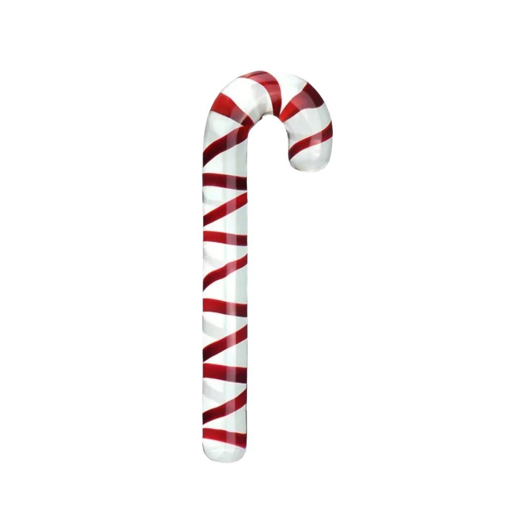 16 cm / 6.3 inches Long Holiday Bow Tie Glass + 17.5 cm / 6.5 inches Christmas Candy Cane Glass Dildo : Candy Cane Shaped Sweet Fantasy Sex Toy Set - LEMONLY