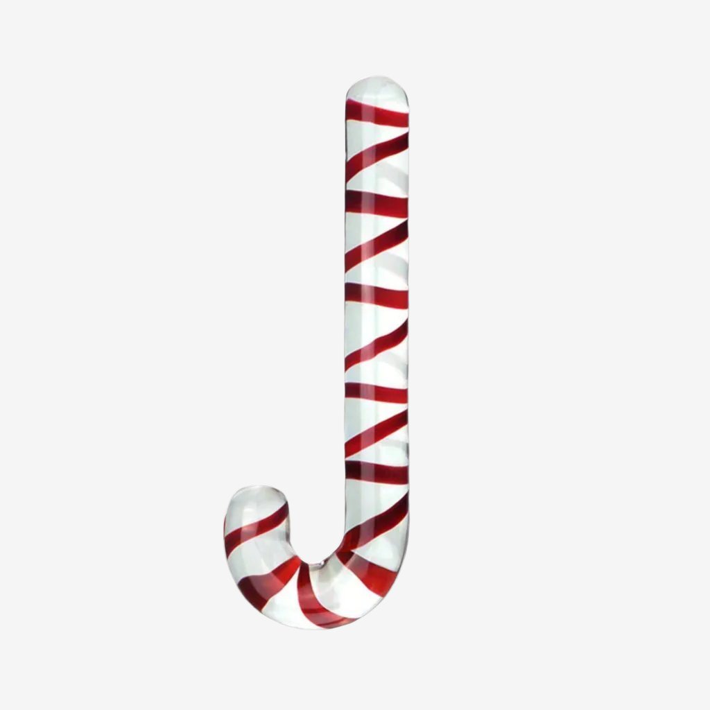 17.5 cm / 6.5 inches Christmas Candy Cane Glass Dildo: Clear Fantasy Sex Toy for Holiday Joy - LEMONLY