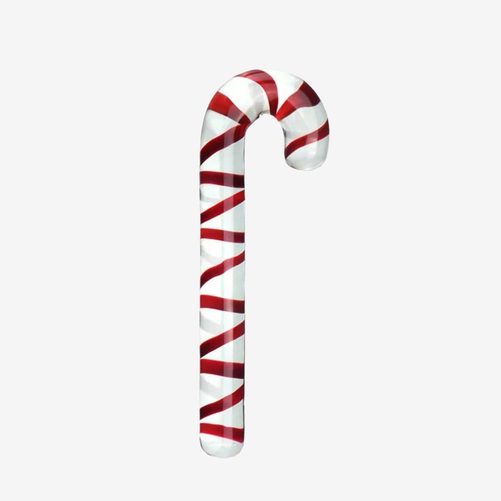 17.5 cm / 6.5 inches Christmas Candy Cane Glass Dildo: Clear Fantasy Sex Toy for Holiday Joy - LEMONLY