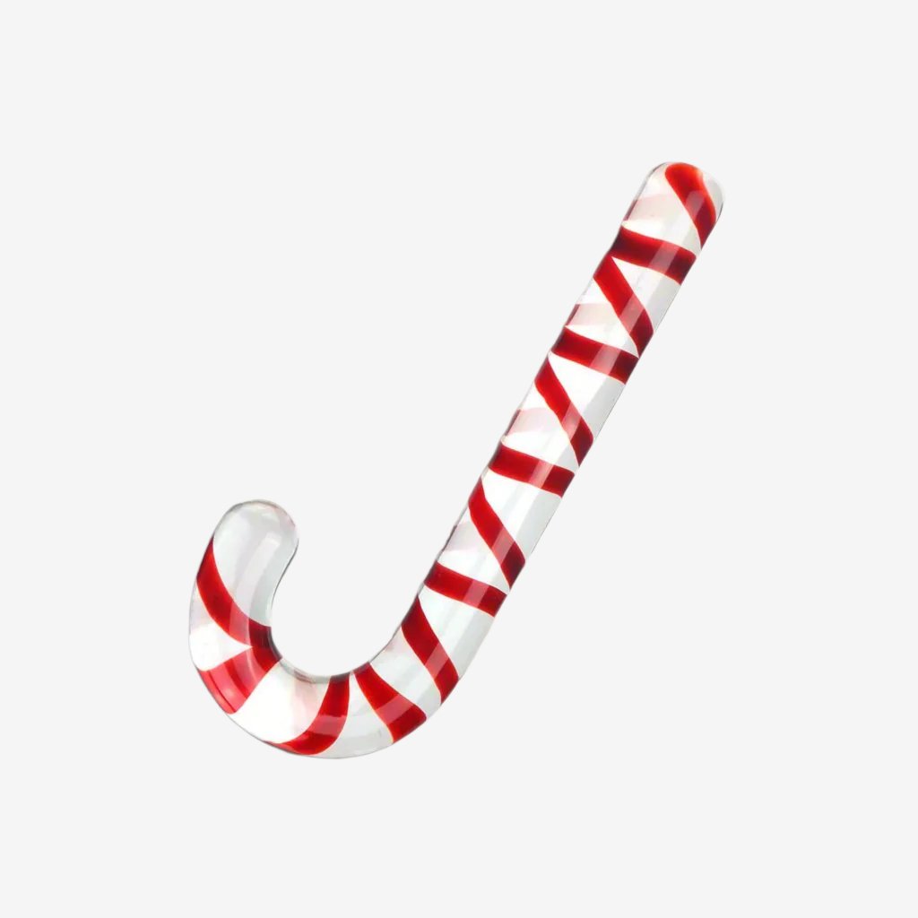 17.5 cm / 6.5 inches Christmas Candy Cane Glass Dildo: Clear Fantasy Sex Toy for Holiday Joy - LEMONLY