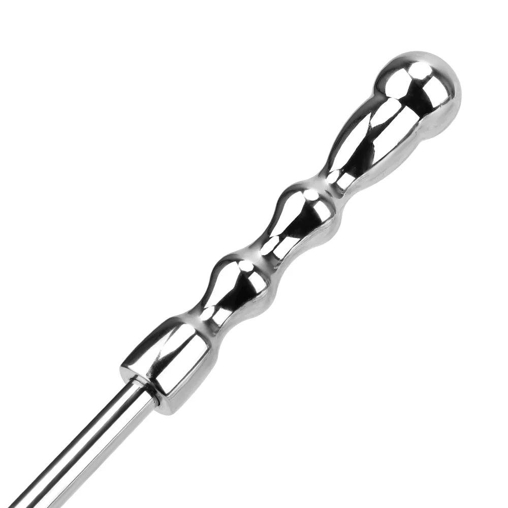 Slim Metal Wand With Beaded Tip: Stainless Steel Anal & Vaginal Toy