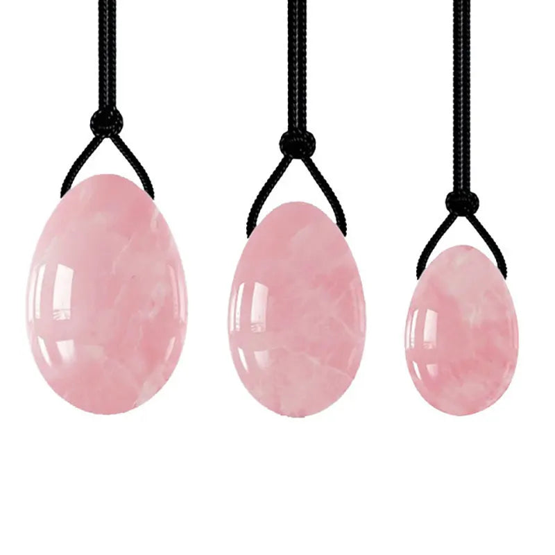 Rose Quartz Precious Stone Yoni Eggs: Kegel Vagina Exercisers Pendants