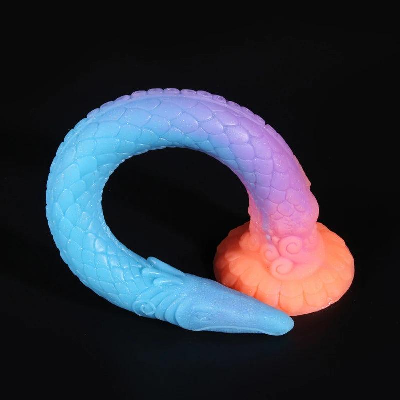 Long Flexible Glow In The Dark Dildo: Colorful Glowing Anal & Vaginal Adult Toy