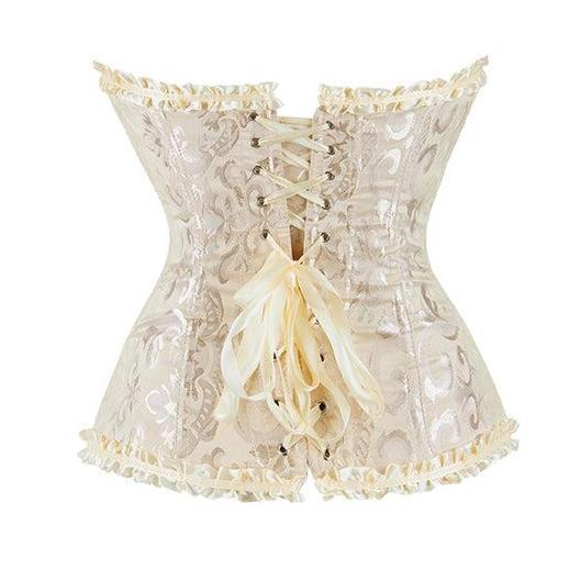 Sexy Apricot Floral Lace Boned Corset