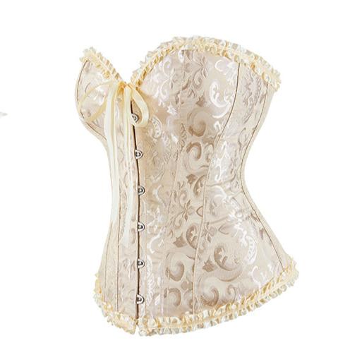 Sexy Apricot Floral Lace Boned Corset