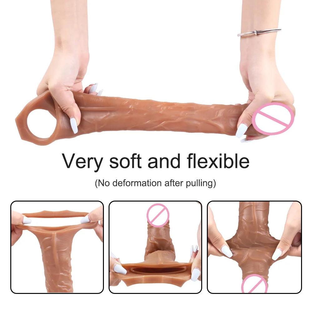 Reusable Soft Realistic Penis Extension