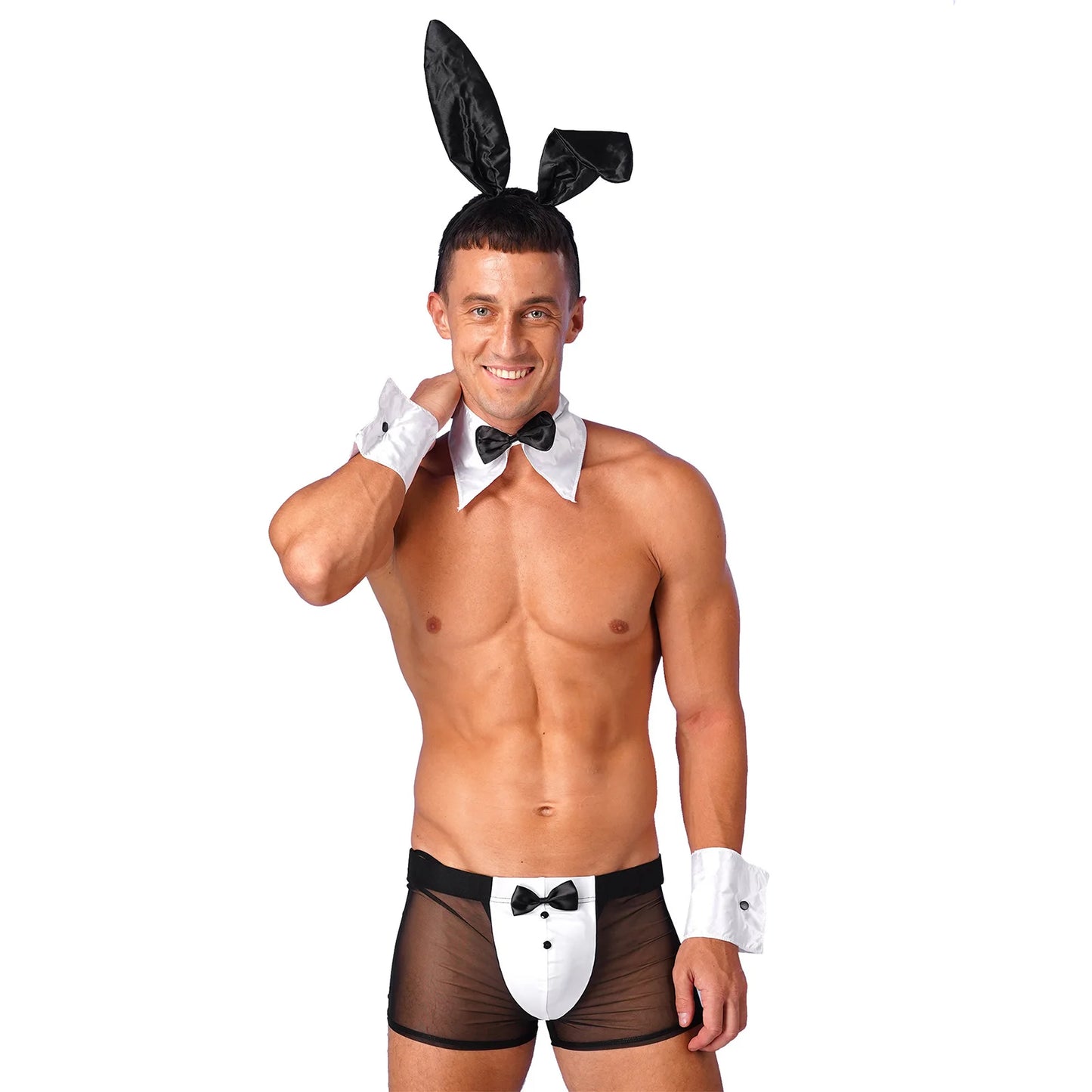 Sexy Rabbit Waiter Men's Cosplay: Bunny Ears + Underwear + Cuffs + Headband + Collar