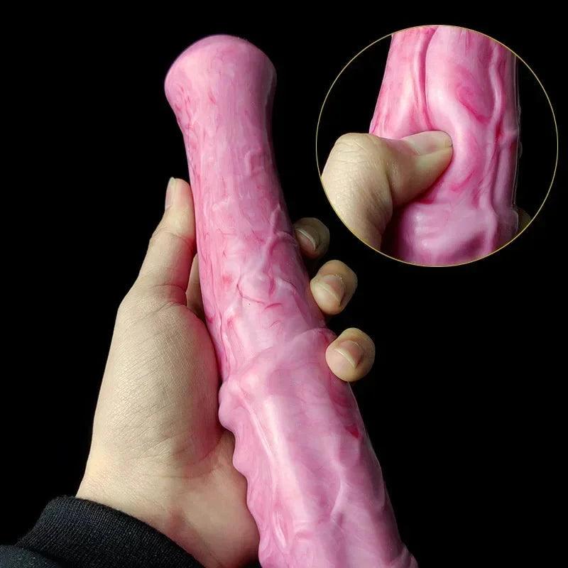 27 cm / 10.6 inch Long Pink Fantasy Realistic Ejaculating Horse Cock Dildo Set | Syringe Included