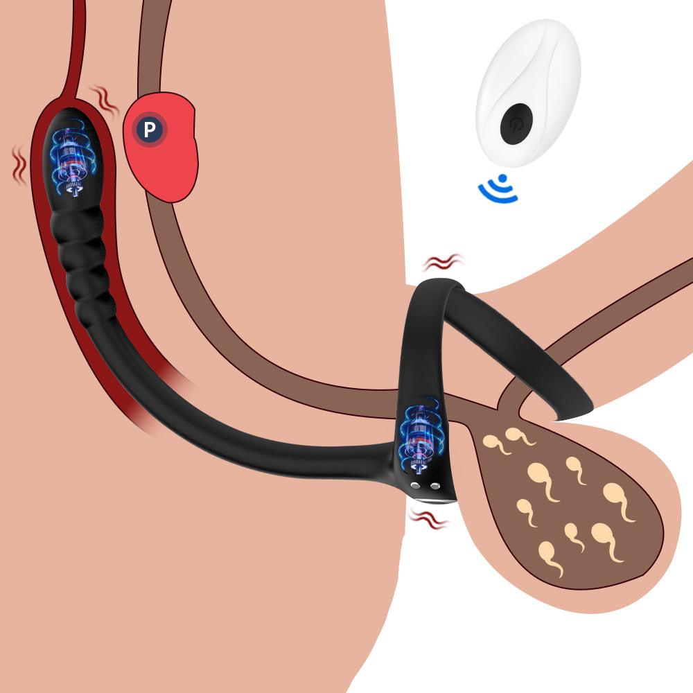 Remote Control Vibrating Prostate Stimulation Cock Ring: Anal & Penis Vibrator