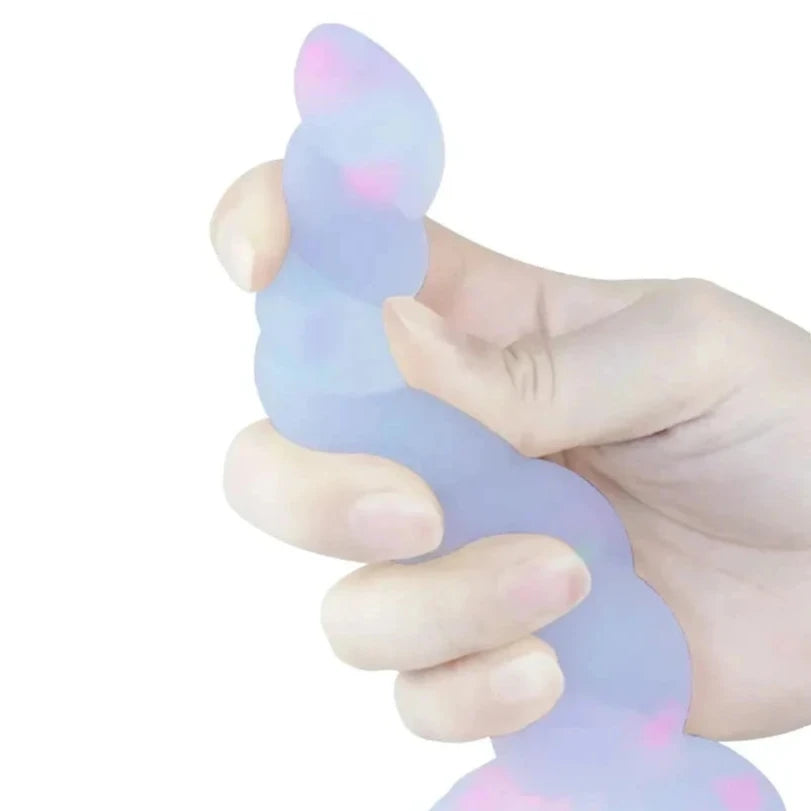 Glow In The Dark Blue & Green Flexible Dildo: Fantasy Glowing Monster Textured Sex Toy