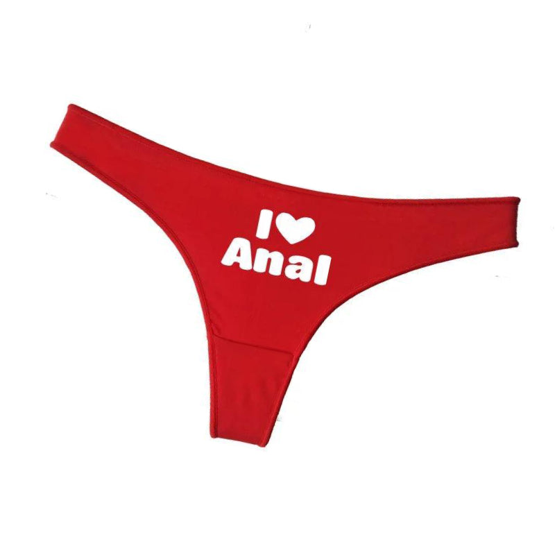 Red I Love Anal Thong: Funny Sexy Underwear