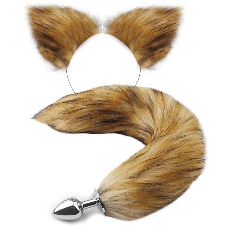 Fox Tail Anal Plug with Headband: Fantasy Animal Role Play Sex Toys