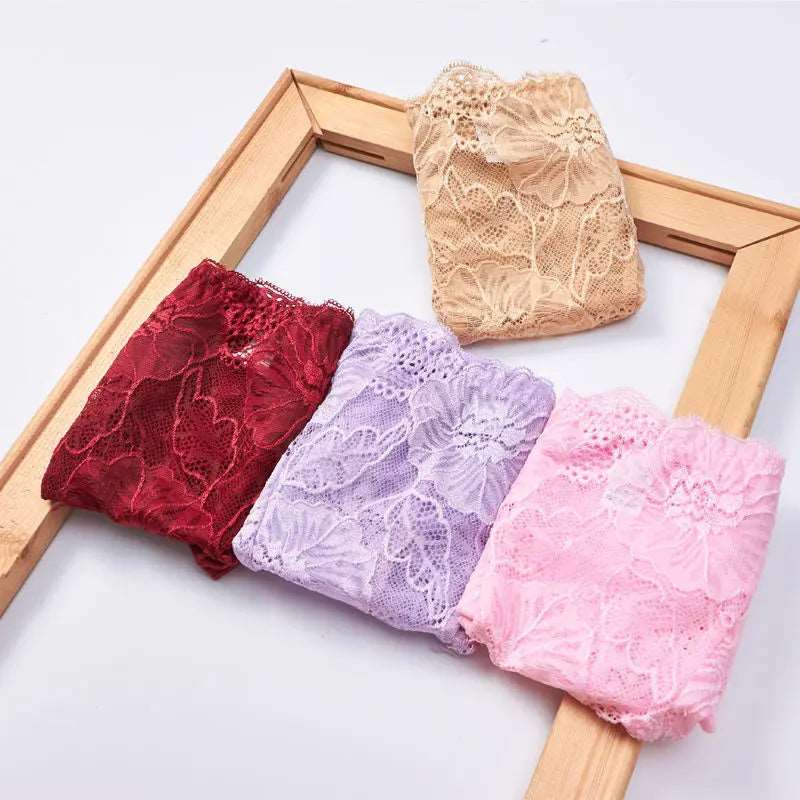 Floral Pattern Lace Panties Sets: Multicolored Sexy Women Underwear Bundles