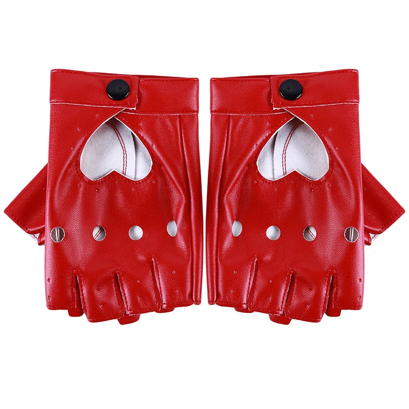 Sexy Leather Mittens: Heart Shape BDSM Domination Fingerless Gloves