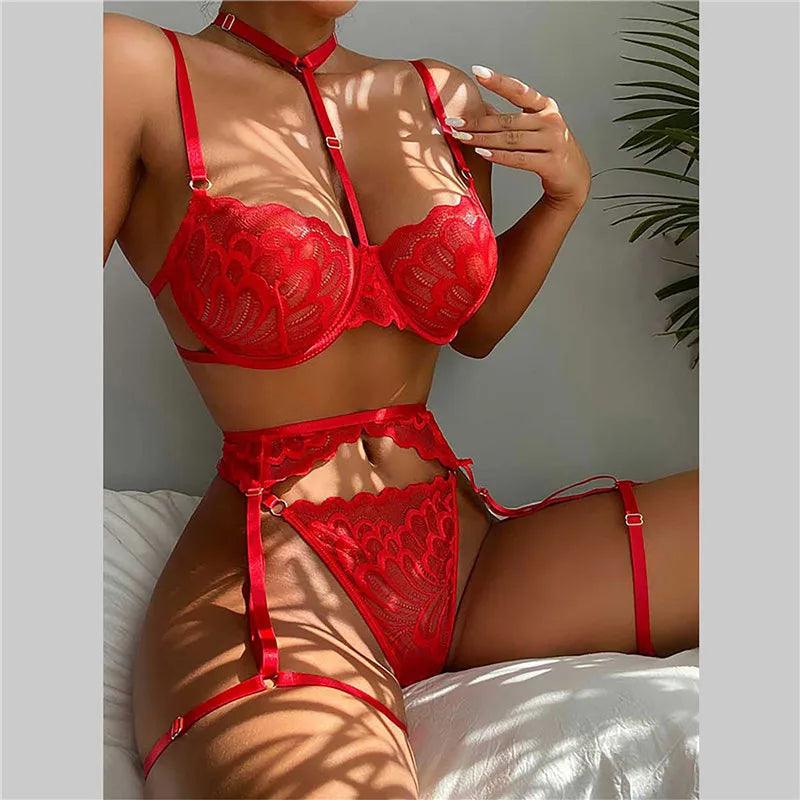 Sexy Red Lace Underwear Set