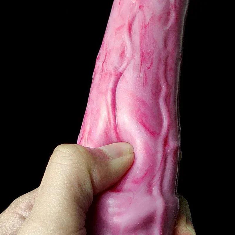 27 cm / 10.6 inch Long Pink Fantasy Realistic Ejaculating Horse Cock Dildo Set | Syringe Included