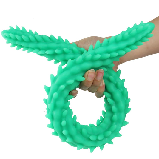 Green Long Silicone Double Dildo for Lesbians: Flexible, Dual-Ended Spike Texture Design for Shared Intimate Pleasure