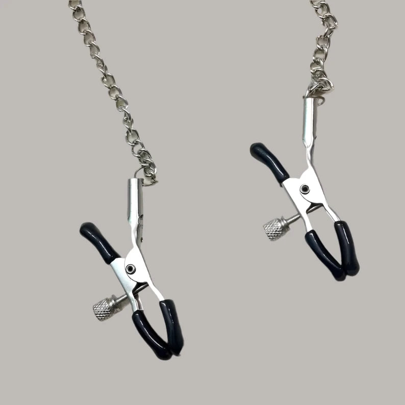 Nipple Clamps With Chain: BDSM & Slave Domination Gear