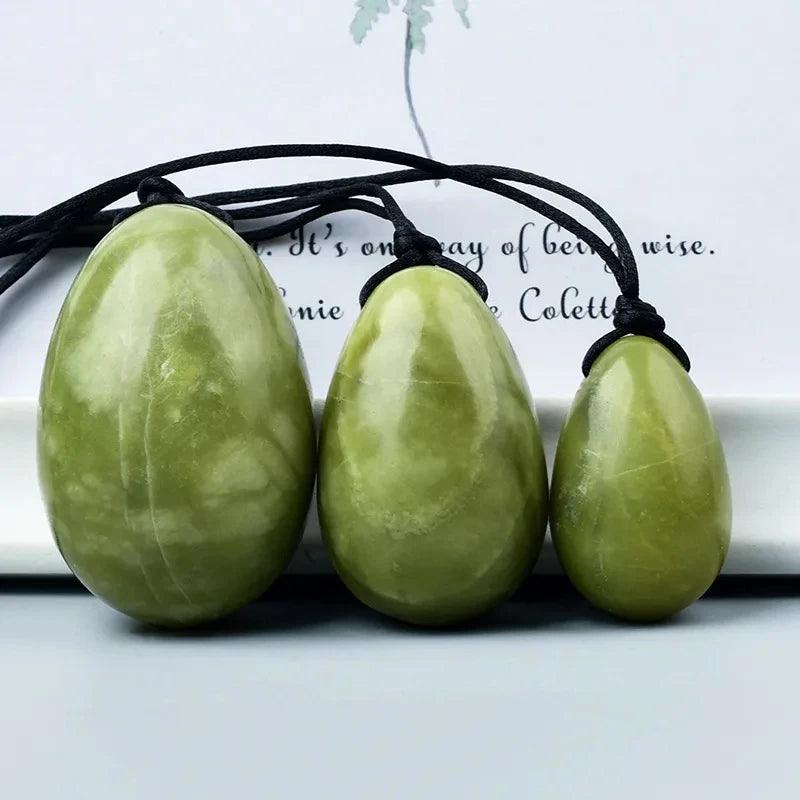 Small + Medium + Large Green Jade Yoni Eggs Set: Women Vaginal Exercisers