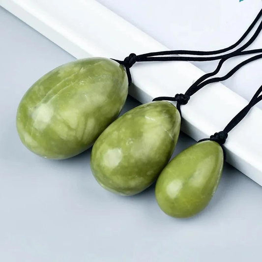 Small + Medium + Large Green Jade Yoni Eggs Set: Women Vaginal Exercisers