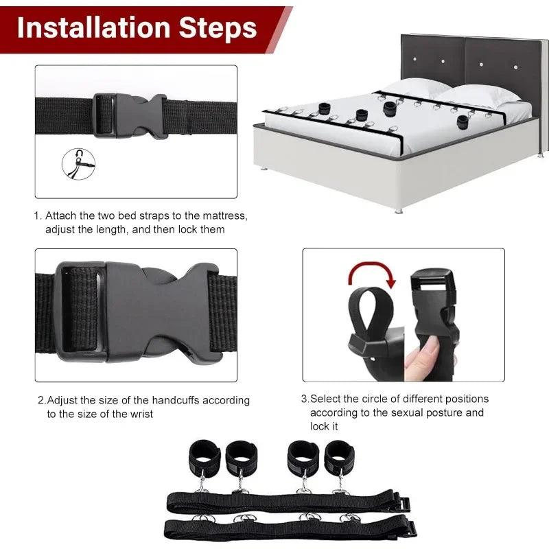 Bed Bondage Restraints: Bedroom BDSM Handcuffs & Ankle Cuffs Device