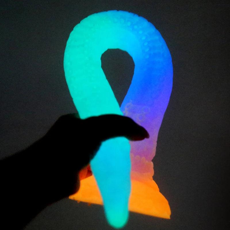 Long Flexible Glow In The Dark Dildo: Colorful Glowing Anal & Vaginal Adult Toy