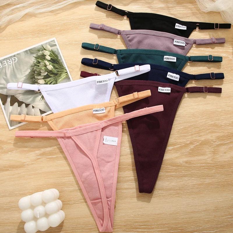 Women Sexy Cotton Panties Adjustable Waist Thongs