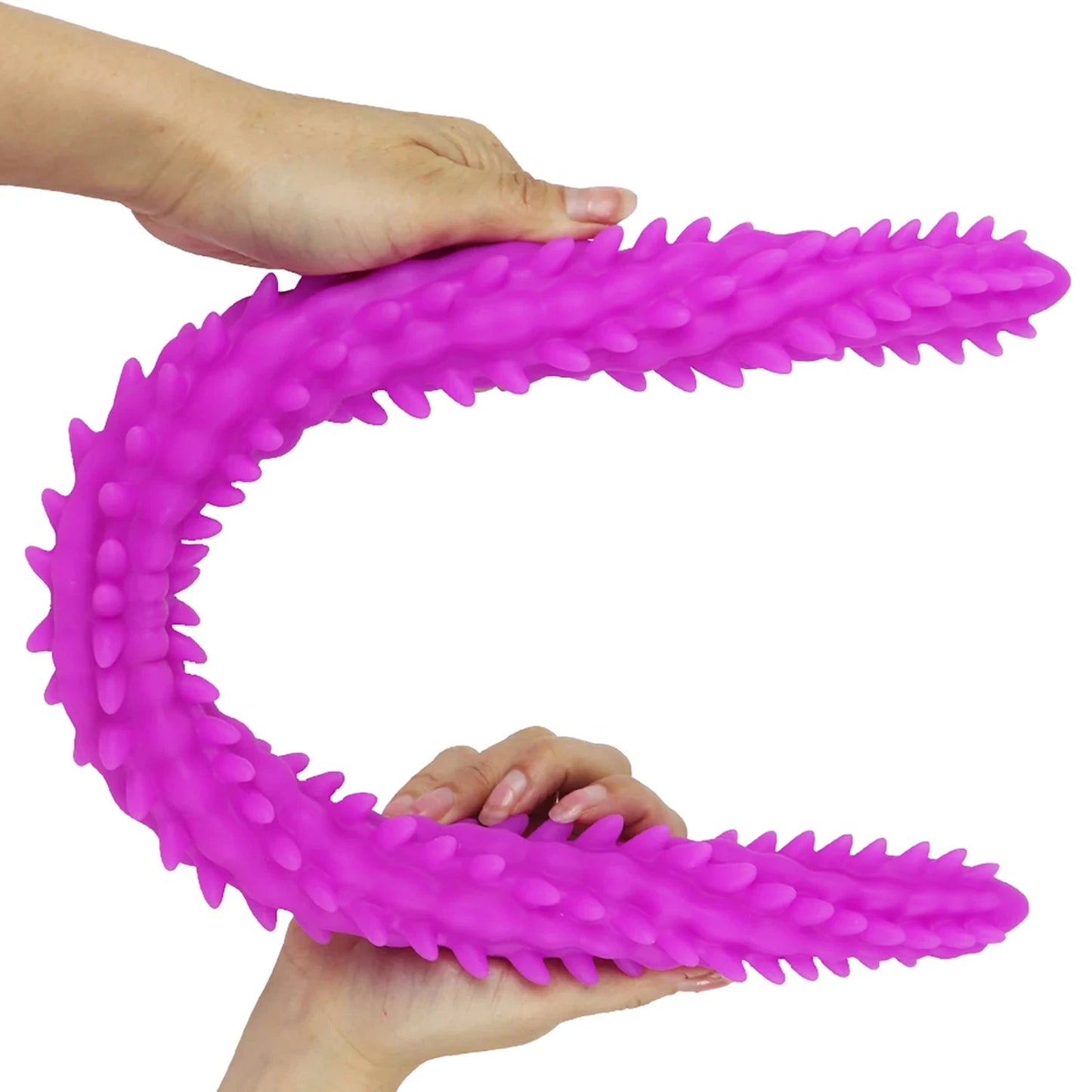 Purple Long Silicone Double Dildo for Lesbians: Flexible, Dual-Ended Spike Texture Design for Shared Intimate Pleasure