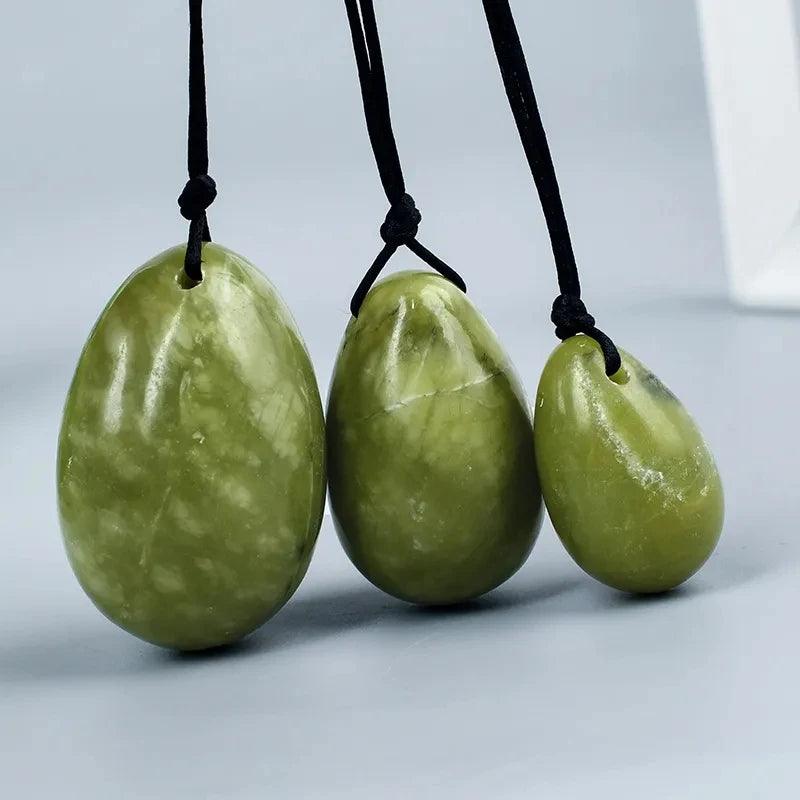 Small + Medium + Large Green Jade Yoni Eggs Set: Women Vaginal Exercisers