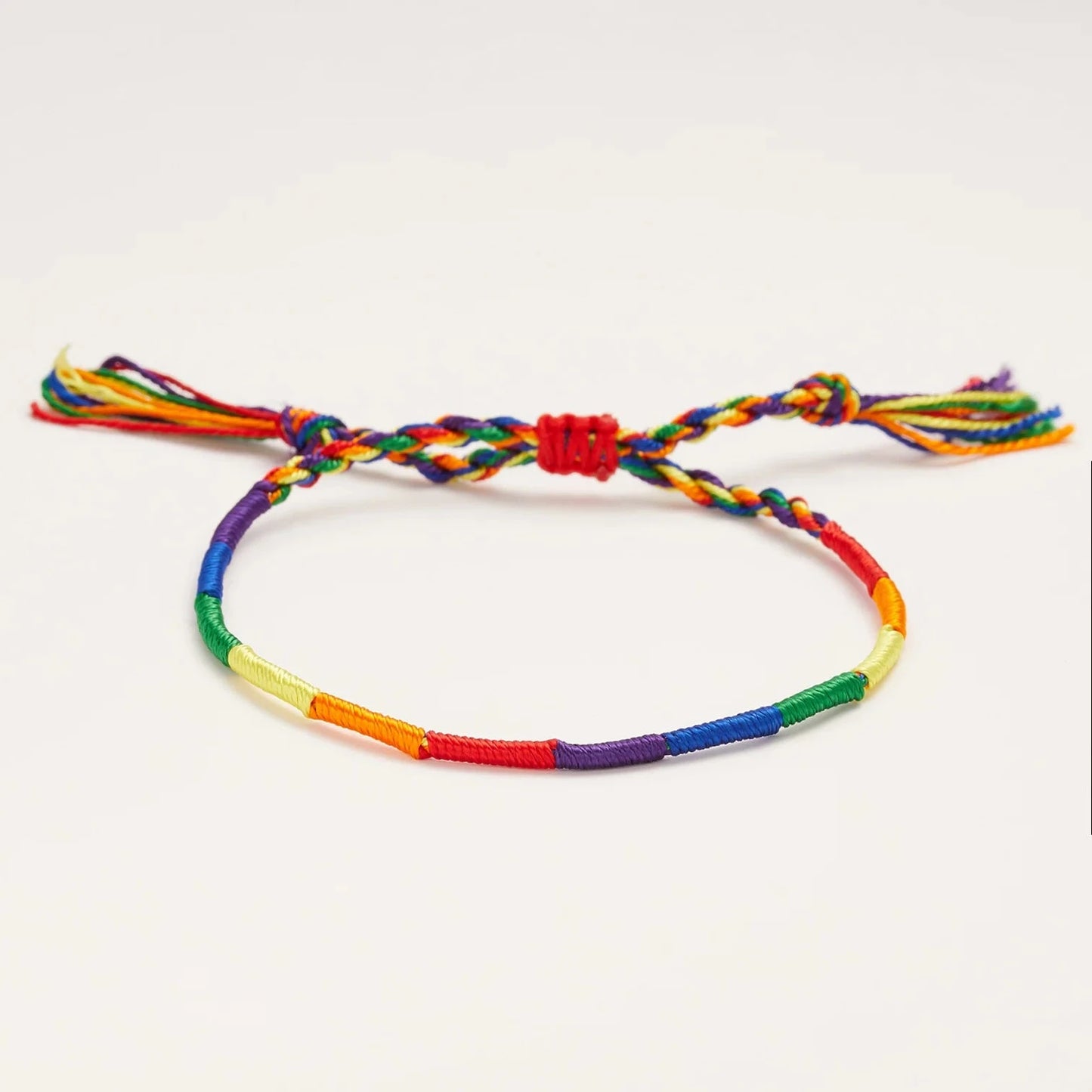 Handmade Adjustable Rainbow Pride String Bracelet for LGBT