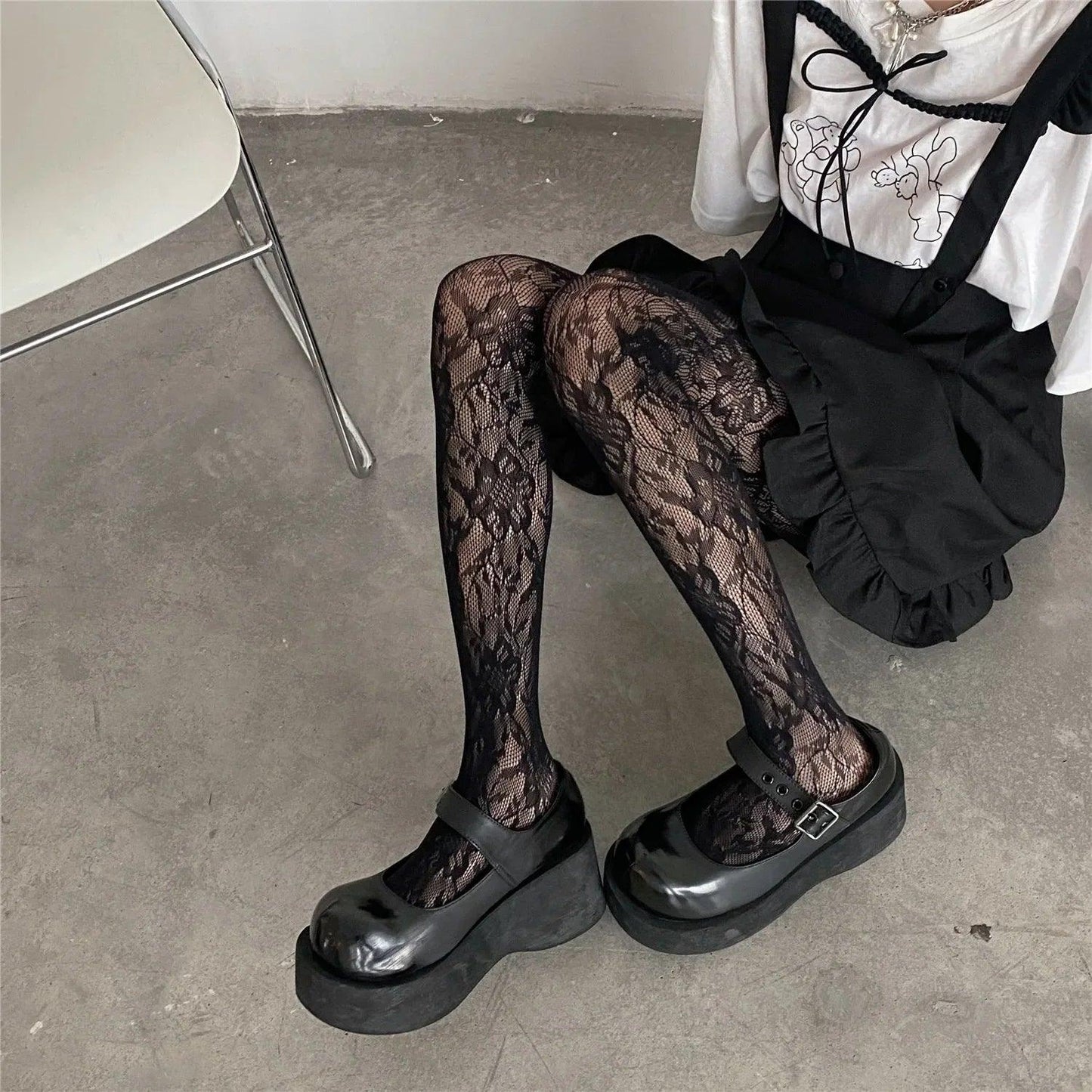 Black Punk Style Sweet Girl Tights Thigh