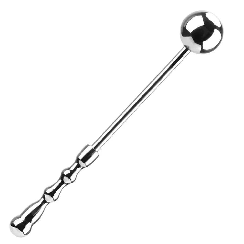 Slim Metal Wand With Beaded Tip: Stainless Steel Anal & Vaginal Toy