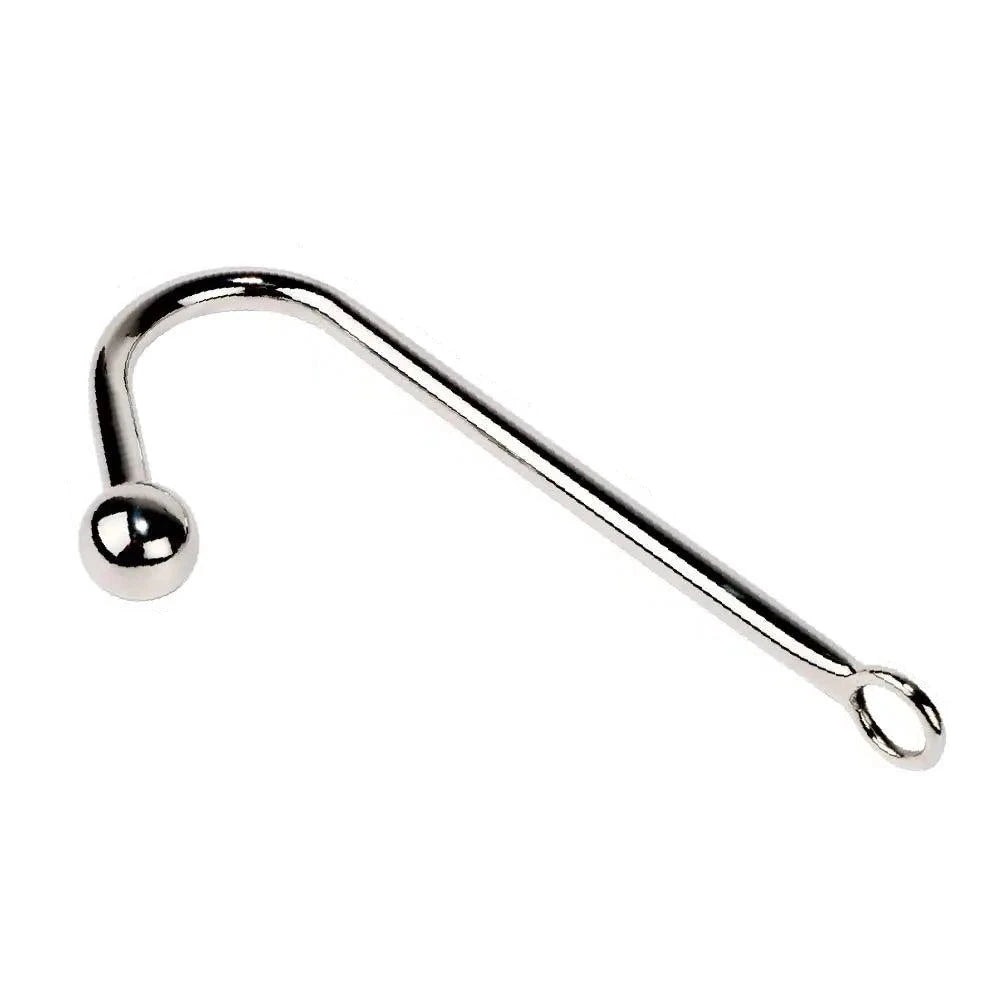 Curved Slim Metal Wand With Bead: Stainless Steel Anal & Vaginal Dildo