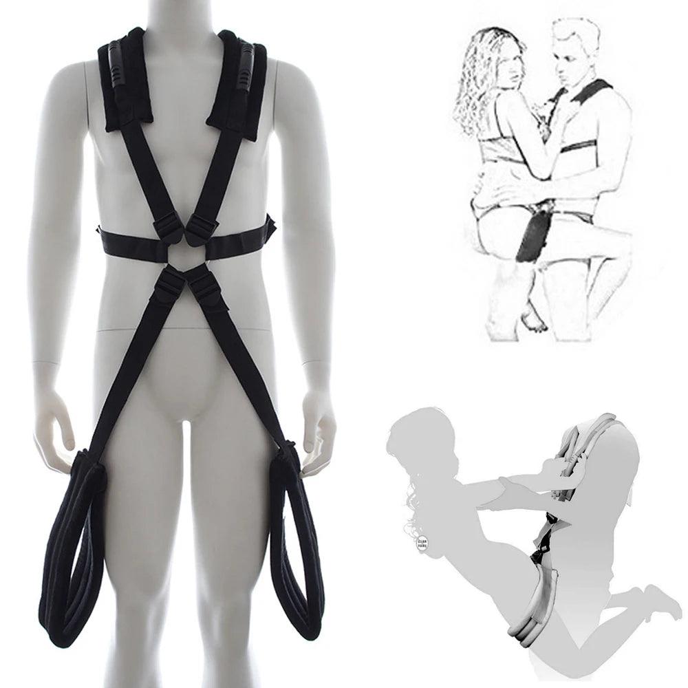 Couple Wearable Restraints: Body Harness Bondage Spreader Swing