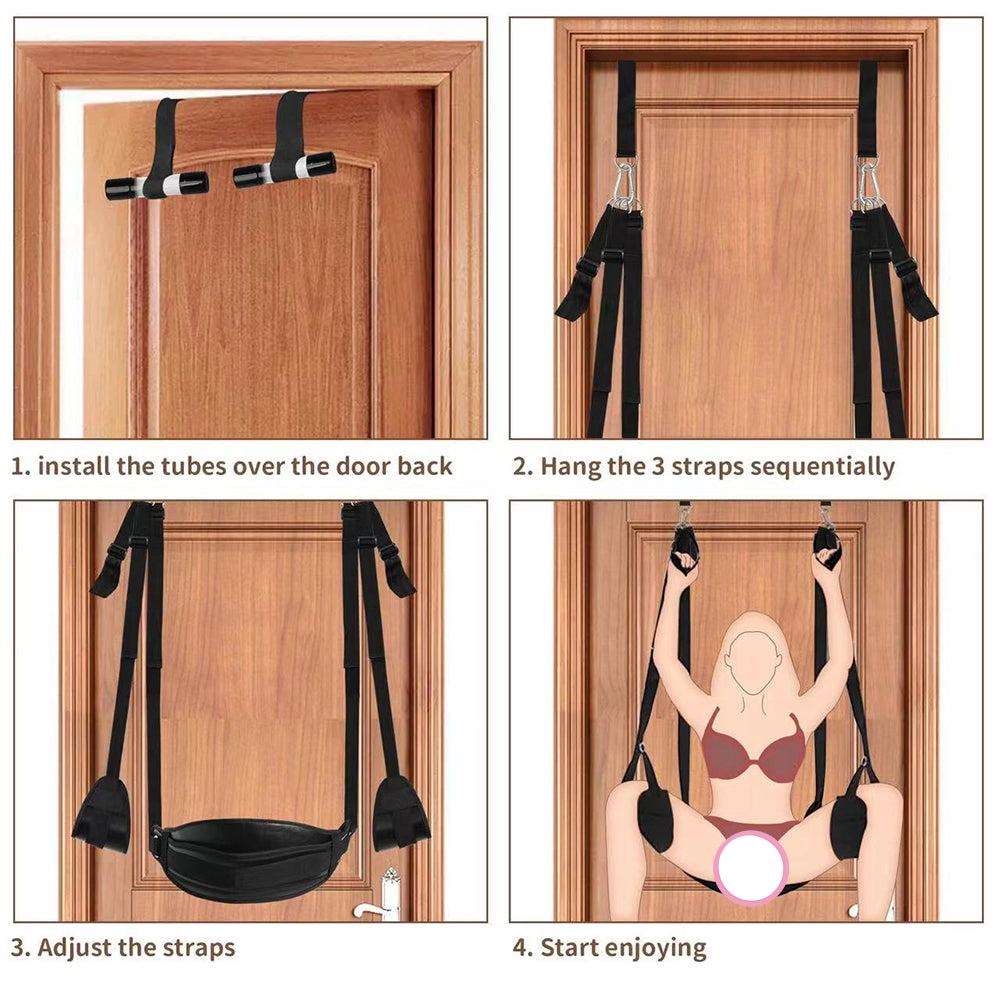 BDSM Door Sex Swing: Bondage Leg Spreader & Arms Restraints