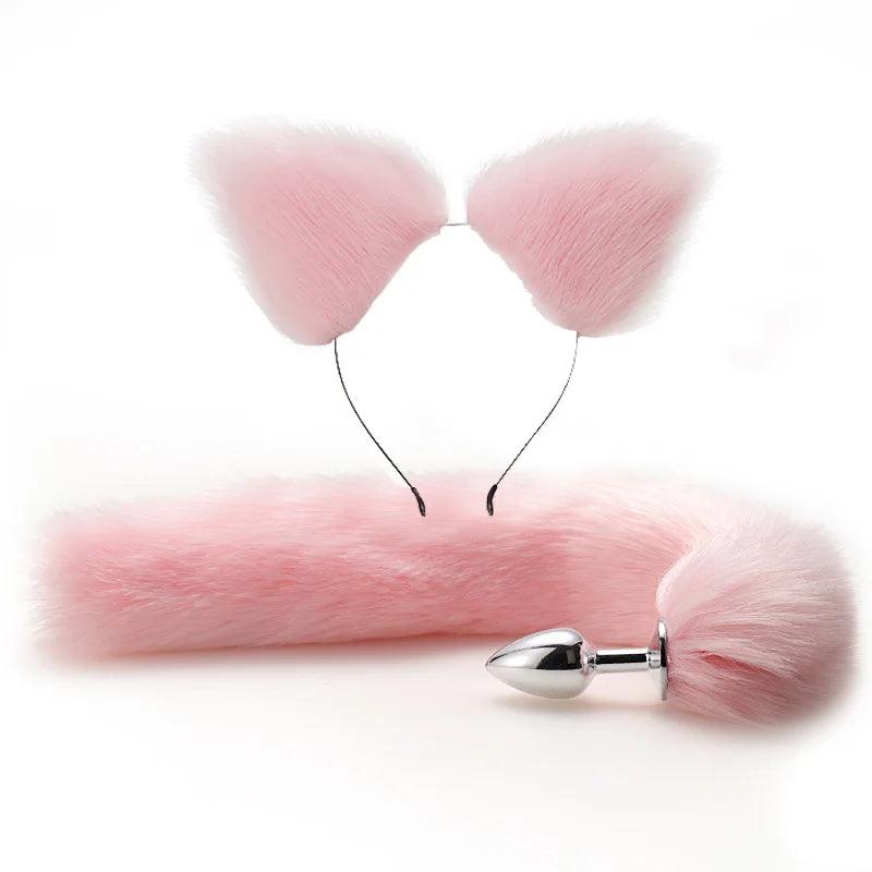 Fox Tail Anal Plug with Headband: Fantasy Animal Role Play Sex Toys