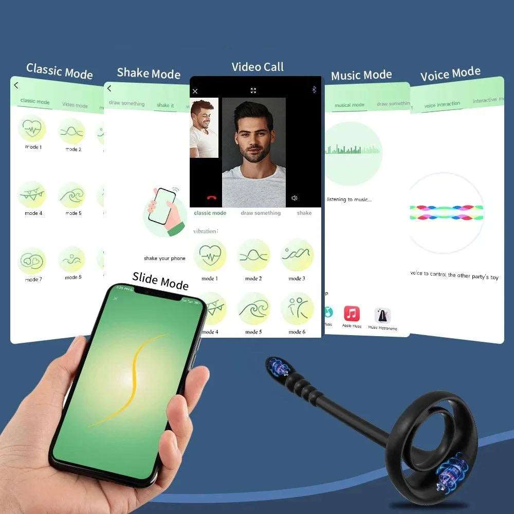 Bluetooth App Control Vibrating Prostate Stimulation Cock Ring: Anal & Penis Smartphone Control Vibrator