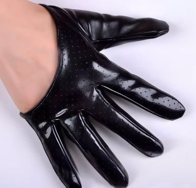 Sexy Black Stippled Leather Gloves