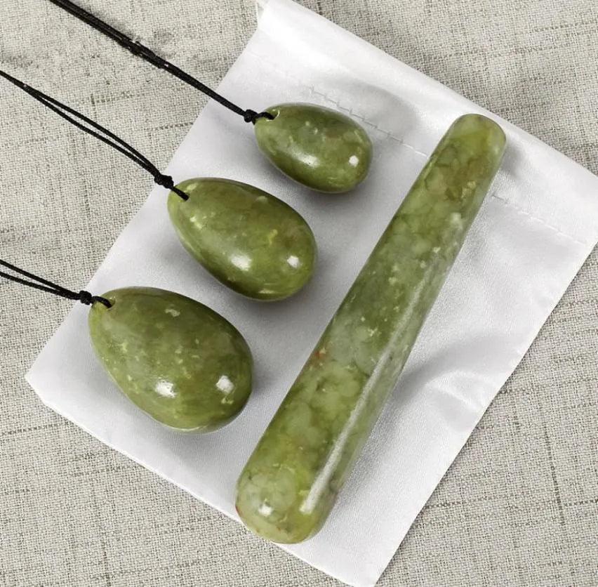 Green Jade Yoni Eggs for Pelvis Floor Strengthening: Small + Medium + Large Set