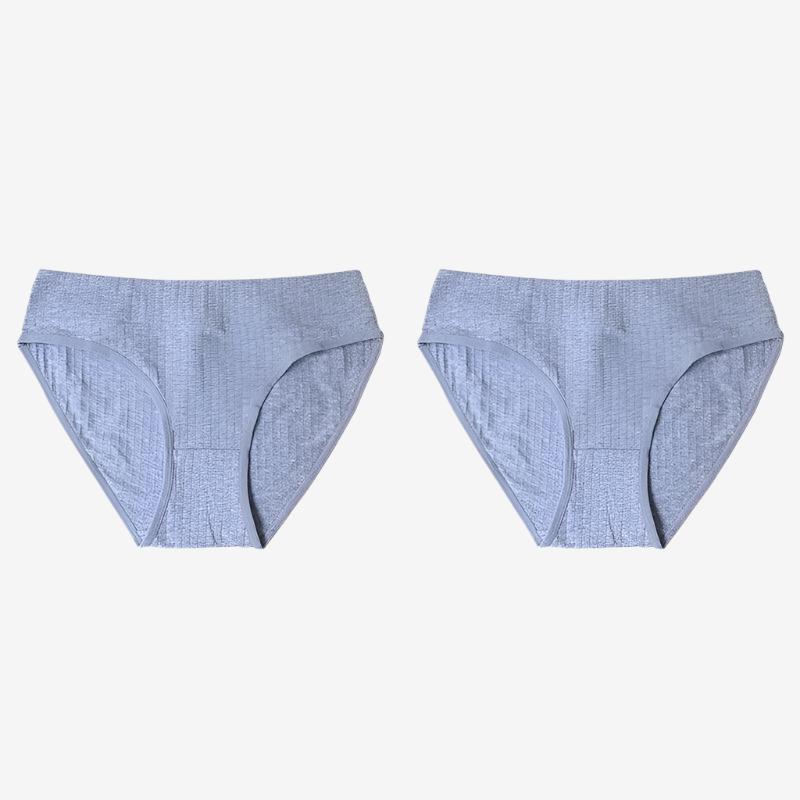 Grey 2 Pieces Mid-Rise Seamless Cotton Panties Set