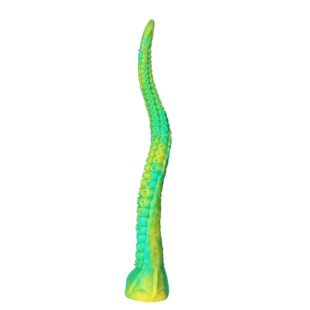 Green & Yellow Realistic Octopus Tentacle Dildo: Unique Texture for Intense Pleasure and Exploration