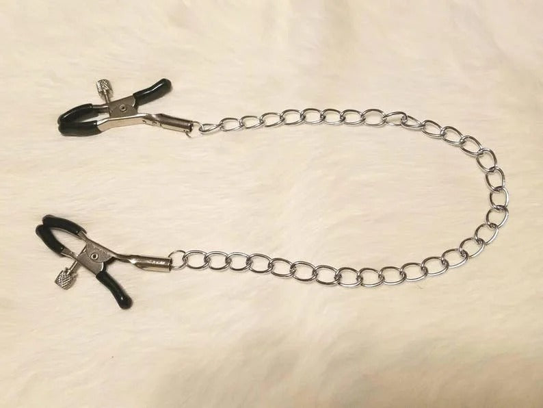 Nipple Clamps With Chain: BDSM & Slave Domination Gear