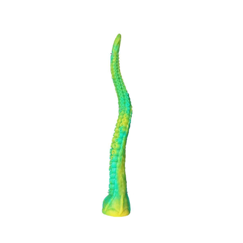 Green & Yellow Realistic Octopus Tentacle Dildo: Unique Texture for Intense Pleasure and Exploration