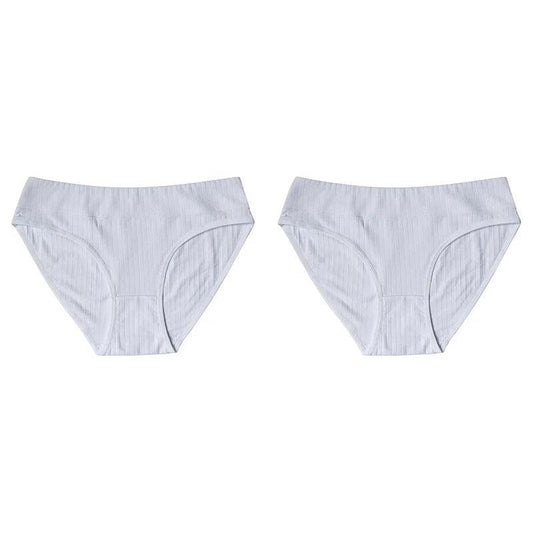 White 2 Pieces Mid-Rise Seamless Cotton Panties Set